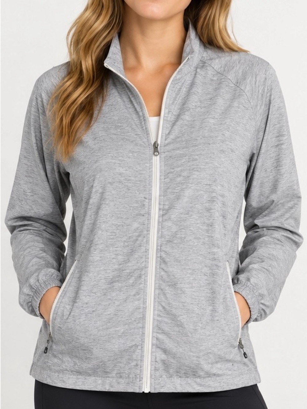 Walter Hagen Light Gray Full-Zip Utility Jacket